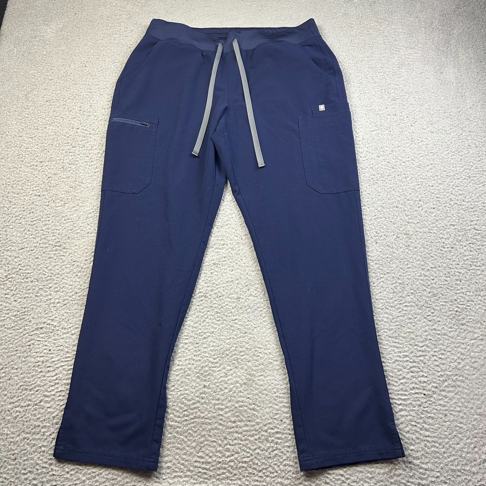 Figs Yola Scrub Pants Womens Navy Blue Waistband Skinny Medical Uniform Large